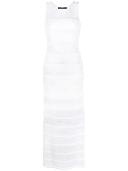 Rochie maxi Antonino Valenti tricotate transparente de costum alb