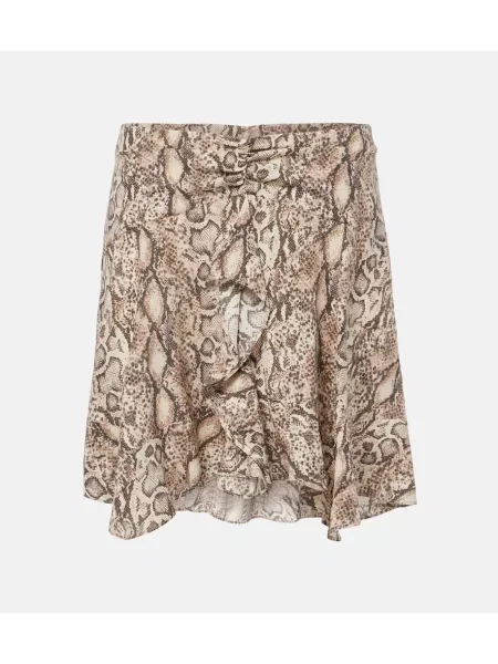 Fustă Isabel Marant de mătase cu imagine cu model piele de șarpe