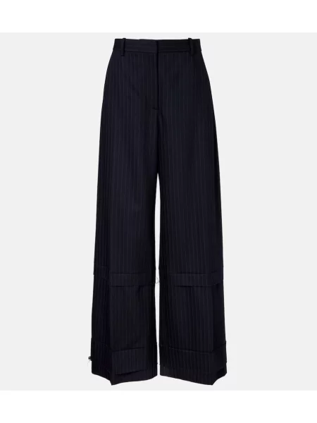 Pantaloni Khaite cu talie înaltă cu dungi albastru