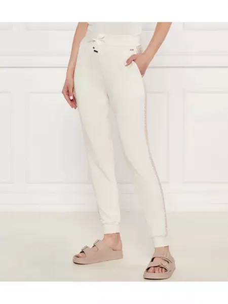 BOSS BLACK Pantaloni de trening Monogram_Pants Cuff cu adaos de mătase negru