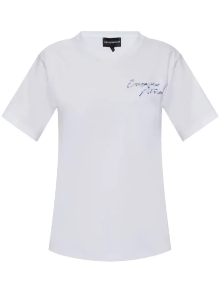 Tricou Emporio Armani cu broderie alb
