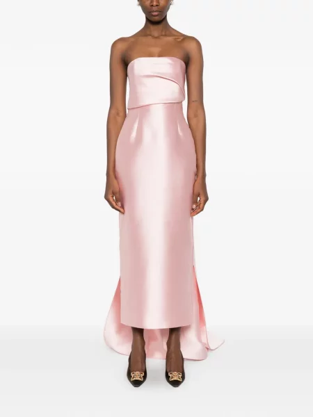 Sukienka midi Solace London do kolan bez ramiączek garniturowa różowa