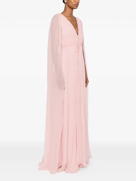 Rochie maxi Silk Love & Lace de mătase roz