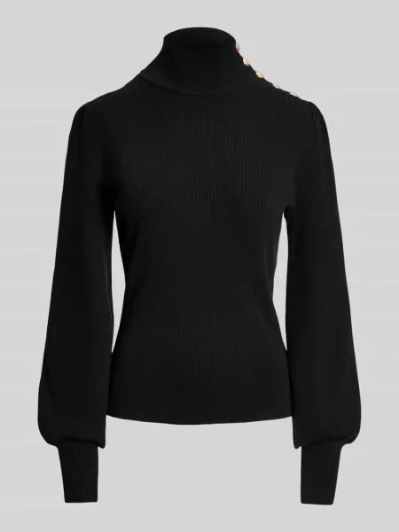 Sweter z półgolfem o kroju slim fit z mieszanki bawełny i modalu Lauren Ralph Lauren czarny