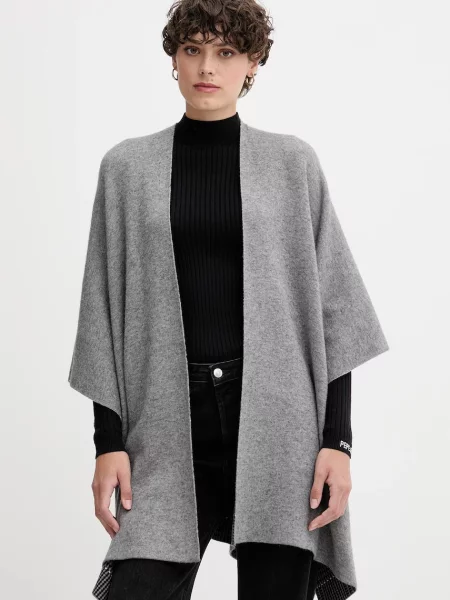 United Colors of Benetton cardigan din lână cu două fețe gri