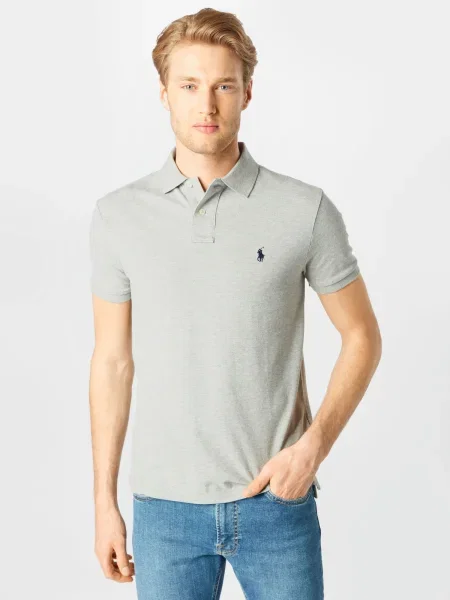 Scurt tricou polo Polo Ralph Lauren cu autograf gri