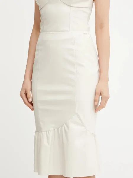 Armani Exchange fustă midi creion bej