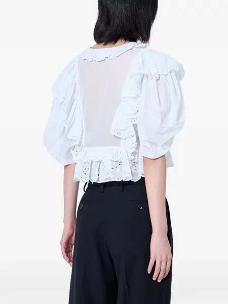 Decupat bluză Chloé cu volane alb