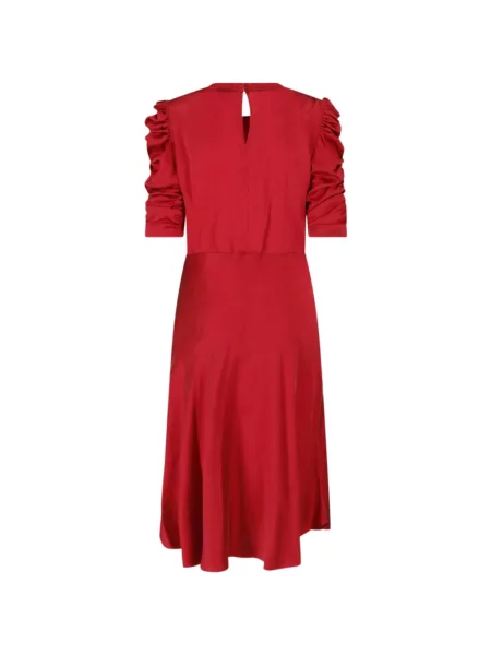 Rochie midi Isabel Marant de mătase cu volane roșu
