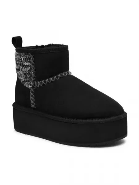 EMU Australia De piele bocanci Stinger Knit Flatform cu adaos de lână negru