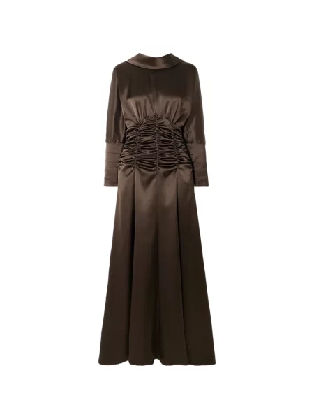 Rochie maxi Violante Nessi cu volane maro