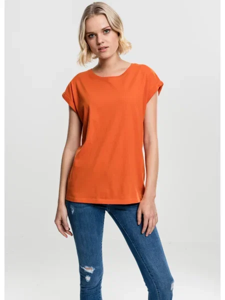 T-shirt with extended shoulder rust orange πορτοκαλί