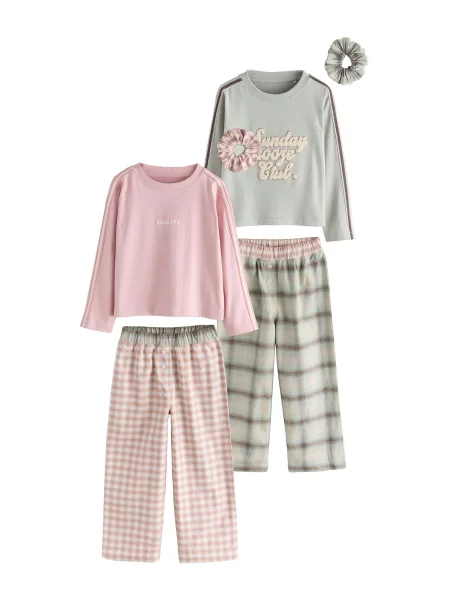 Next Pijamale șamoa / maro / deschis / roz pal verde