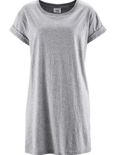 Długi T-shirt z czystej bawełny szara