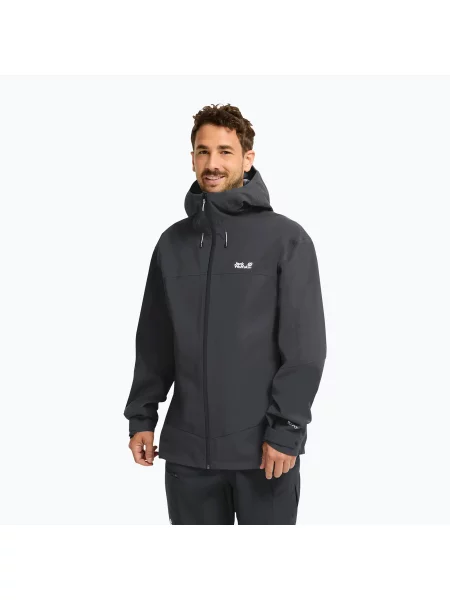 Férfi esőkabát Jack Wolfskin Rockpaw 3L phantom. Méret: M fekete