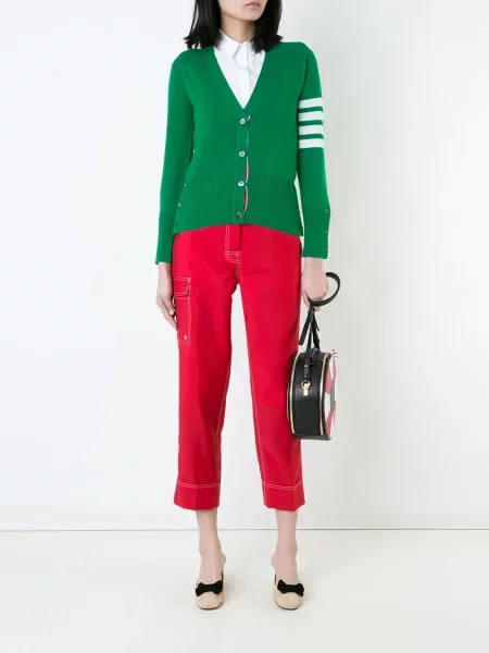 Cardigan Thom Browne din cașmir cu decolteu în V verde
