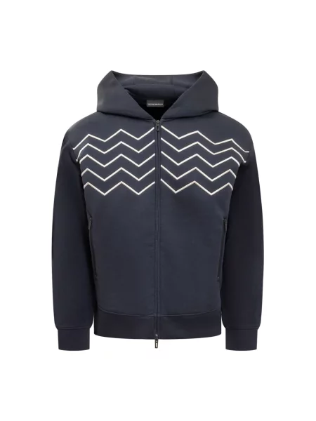 Bluza rozpinana Emporio Armani z długim rękawem niebieska