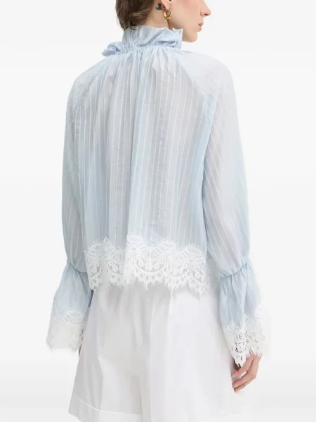 Bluză Haveone cu dungi din dantelă albastru