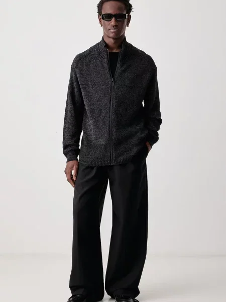 Yohji Yamamoto ZIP HIGH πουλόβερ με μάλλινο ανδρικό μαύρο