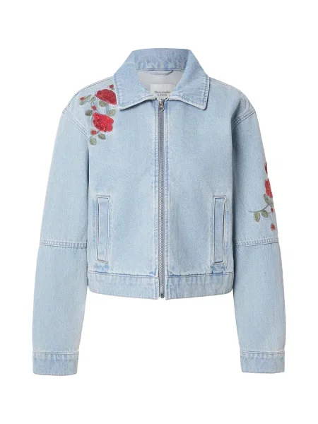 Abercrombie & Fitch Átmeneti dzseki kék farmer / olíva / rikító piros