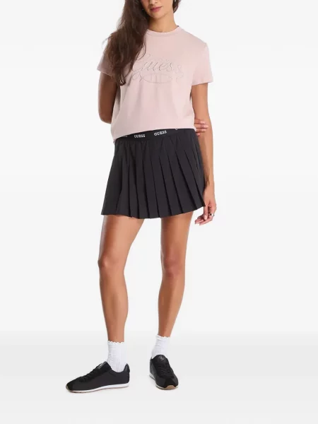 Tricou Guess cu broderie roz