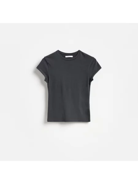 Reserved Tričko slim fit tmavě šedá