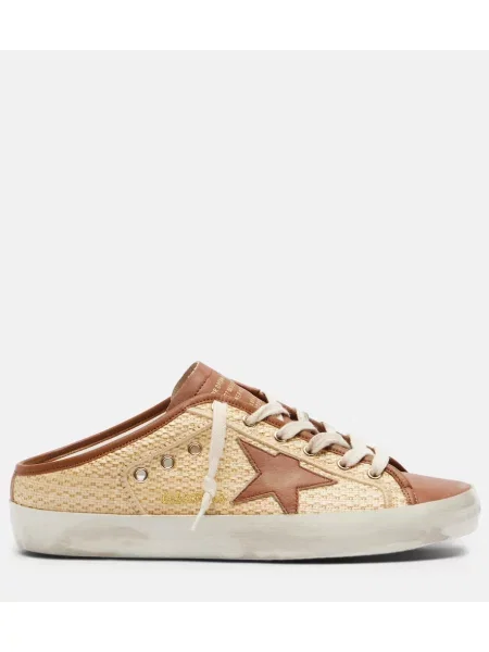Papuci tip mules Golden Goose din piele bej