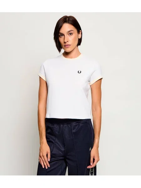 Fred Perry Tricou Laurel Wreath | Cropped Fit alb