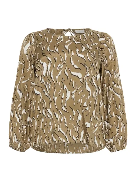 KAFFE CURVE Bluză Milina maro cămilă alb