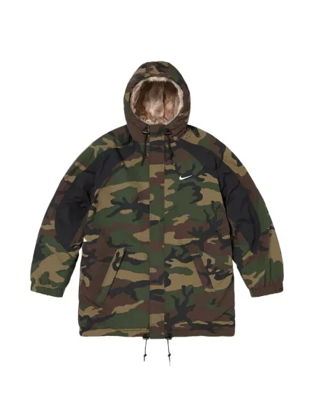 Reversibil geacă parka Supreme cu blană verde
