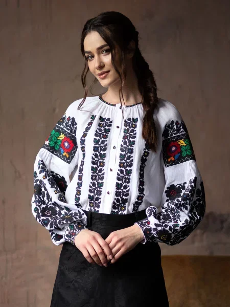 Льняная рубашка Edelvika с вышивкой белая