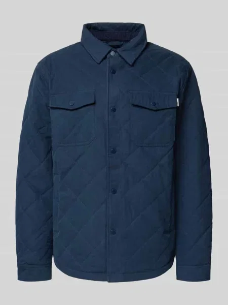 Kurtka koszulowa o kroju regular fit z mieszanki bawełny model ‘QUILTED WORKSHIRT’ Pepe Jeans granatowa