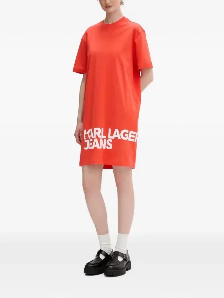 Τζιν φόρεμα Karl Lagerfeld Jeans με σχέδιο κόκκινο