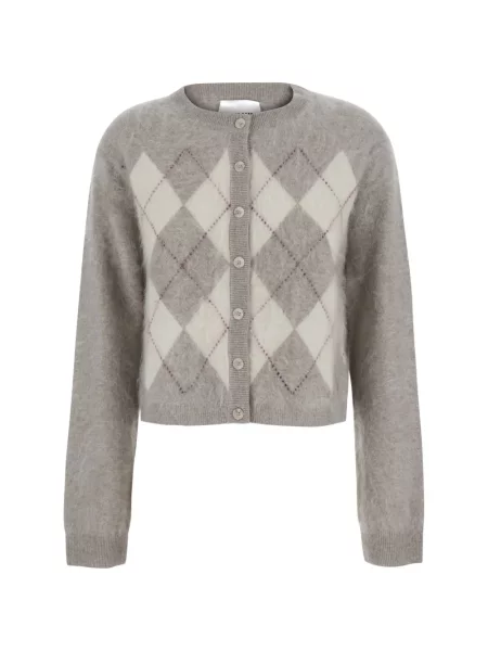 Cardigan Soft Goat tricotate cu model argyle gri