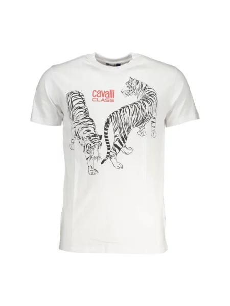 Koszulka Cavalli Class z nadrukiem casual biała