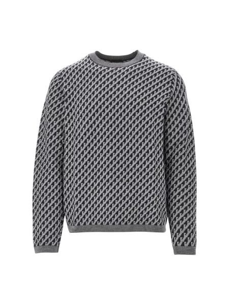 Sweter Emporio Armani wełniany z nadrukiem czarny