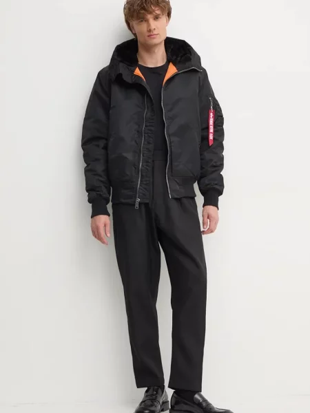 Pánska bunda Alpha Industries Hooded Bomber black čierna