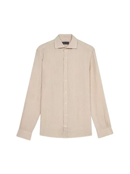 Lniana koszula Brooks Brothers beżowa