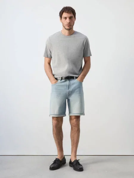 Bermudy dżinsowe slim fit jasnoniebieski Mężczyzna 40 MANGO MAN