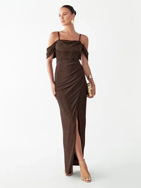 BWLDR Rochie de seară AMIE' maro