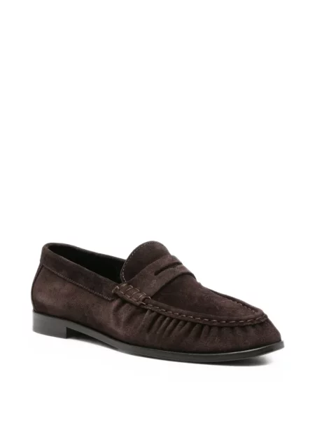 Loafers Poeve σουέντ με βολάν καφέ