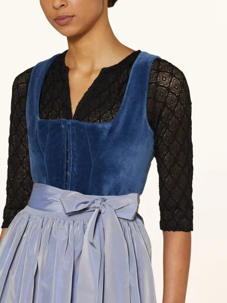 Waldorff Dirndl Halenka Z Krajky S Rukávem černá