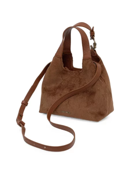 Samt shopper torbica Coccinelle smeđa