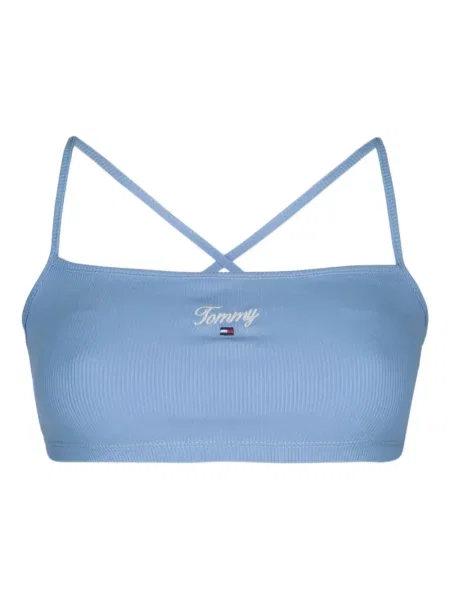 Tricou Tommy Jeans cu nervuri albastru