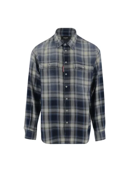 Wielobarwność koszula Dsquared2 w kratkę retro niebieska