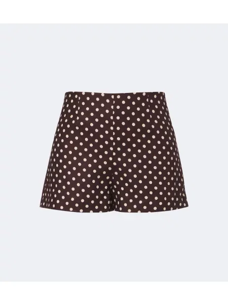 Pantaloni scurți Faithfull de in cu buline maro