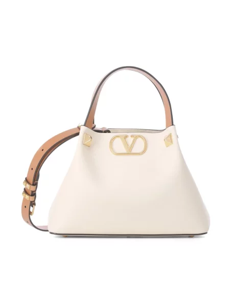 Lniana torebka Valentino beżowa