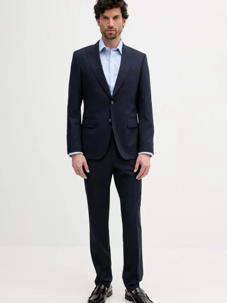 BOSS costum de lână bleumarin uni