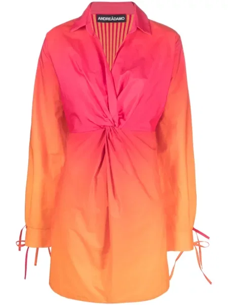 Rochie mini Andreadamo cu gradient scurtă de costum portocaliu