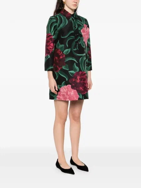 Rochie mini La Doublej cu model floral de costum negru